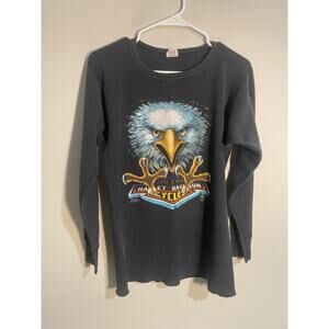 Vintage Long Johns Harley-Davidson 3D EMBLEM Eagle Thermal Long T Waffle Size‎ L